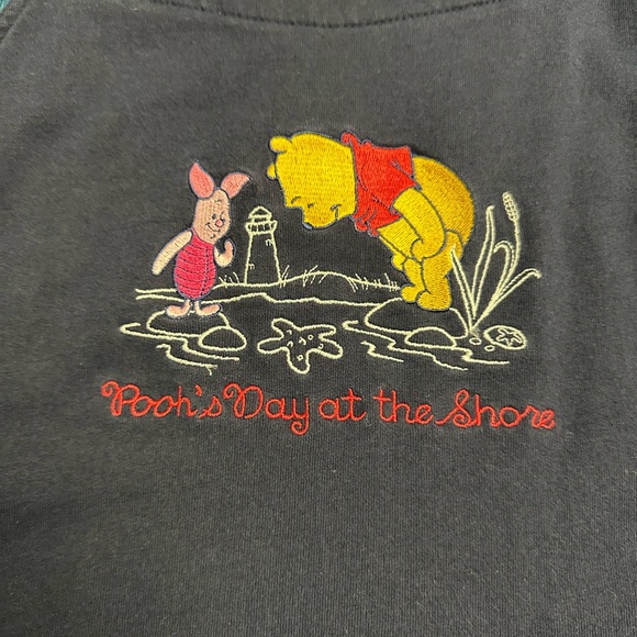 Winnie The Pooh Piglet Beach Jumper Dress Navy Blue Stretchy POCKETS Size- Large - Picture 4 of 4